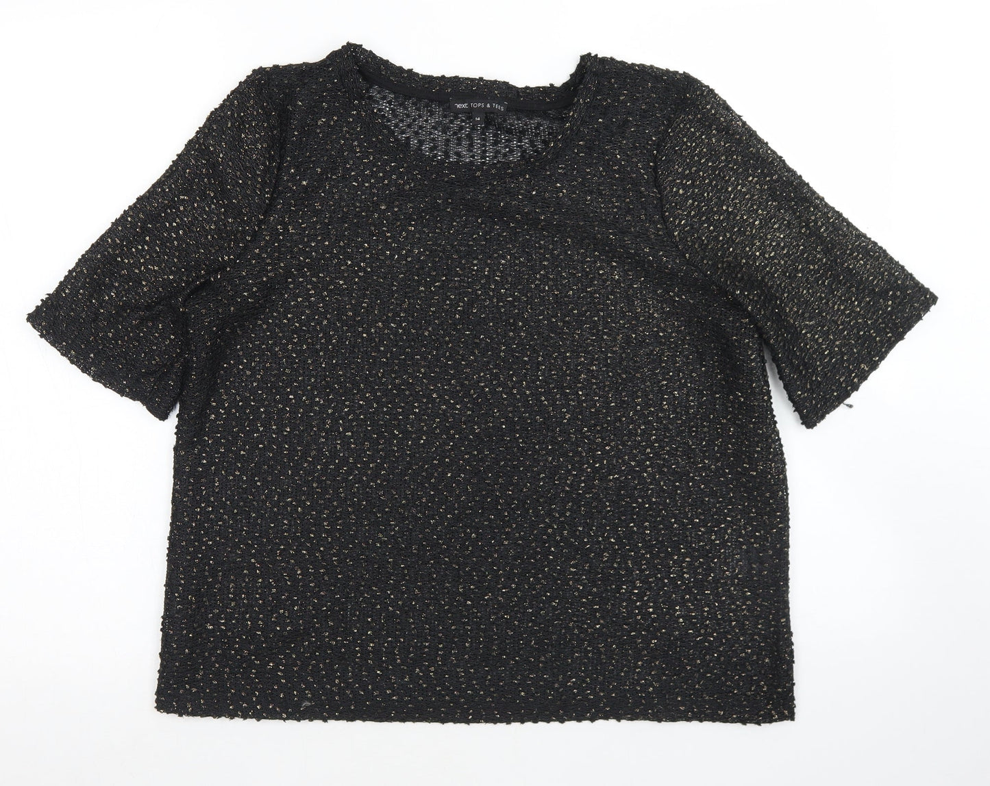 NEXT Womens Black  Polyester Basic T-Shirt Size 14 Round Neck