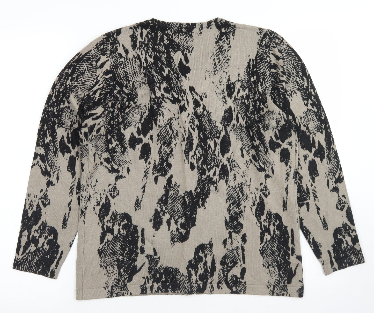 First Avenue Womens Grey Round Neck Animal Print Viscose Pullover Jumper Size M