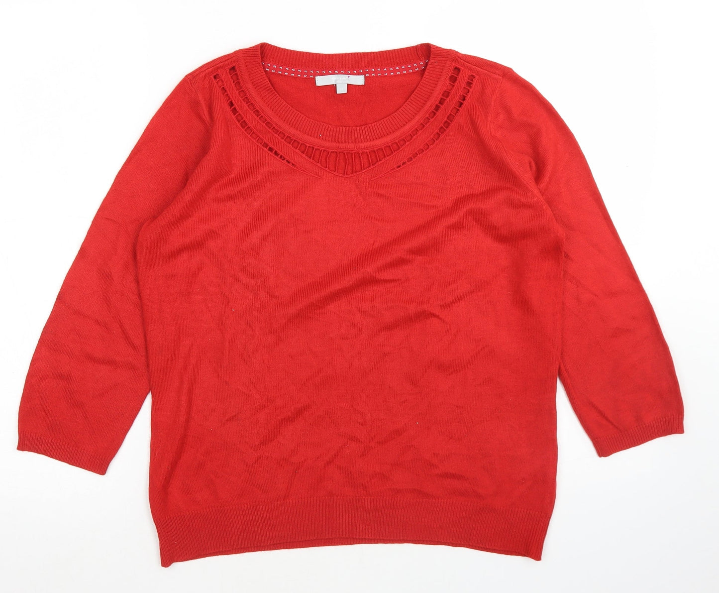 Per Una Womens Red Round Neck  Acrylic Pullover Jumper Size 12