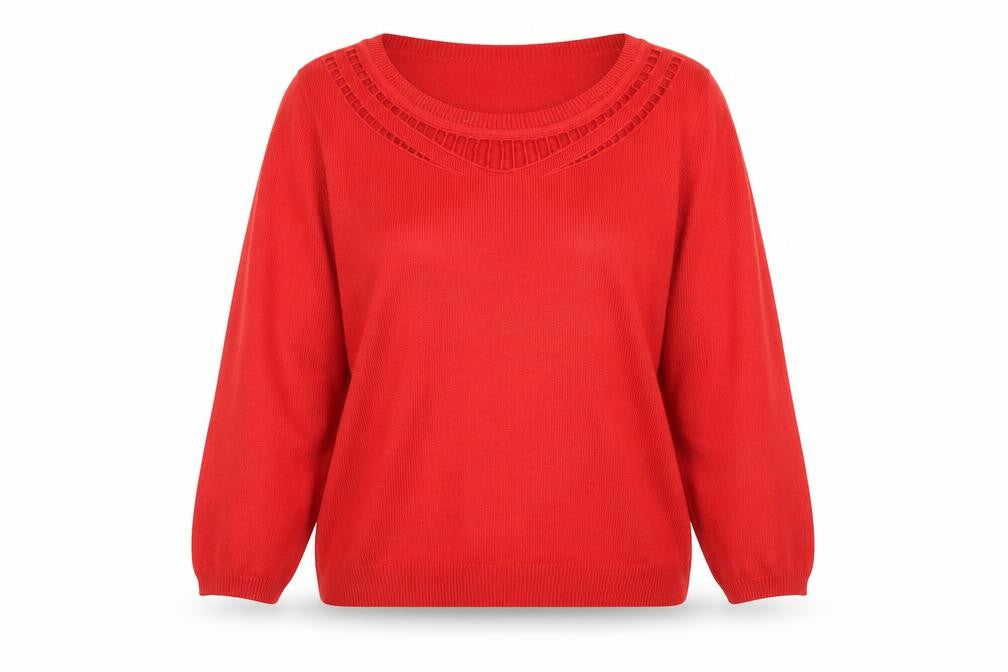 Per Una Womens Red Round Neck  Acrylic Pullover Jumper Size 12