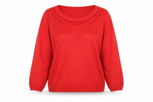 Per Una Womens Red Round Neck  Acrylic Pullover Jumper Size 12