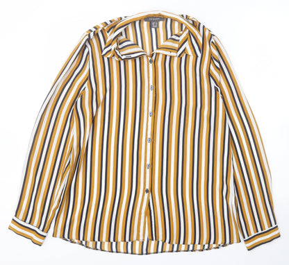 Preloved Primark Womens Multicoloured Striped Polyester Basic Button-Up Size 12 Collared - Front