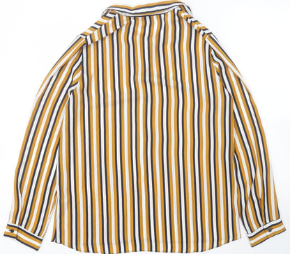Preloved Primark Womens Multicoloured Striped Polyester Basic Button-Up Size 12 Collared - Back