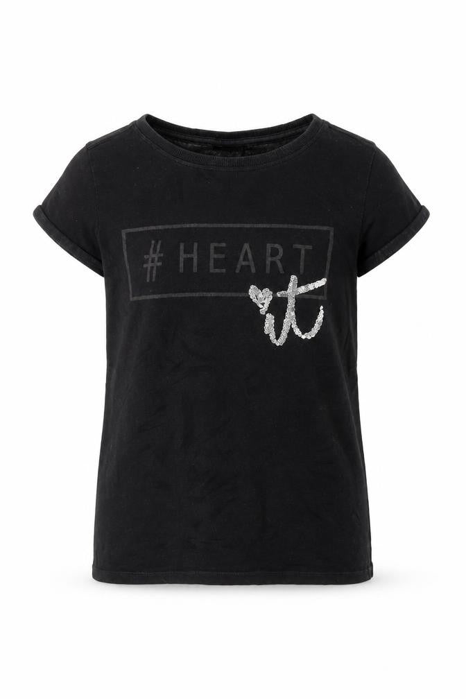 NEXT Girls Black  Cotton Basic T-Shirt Size 10 Years Round Neck Pullover