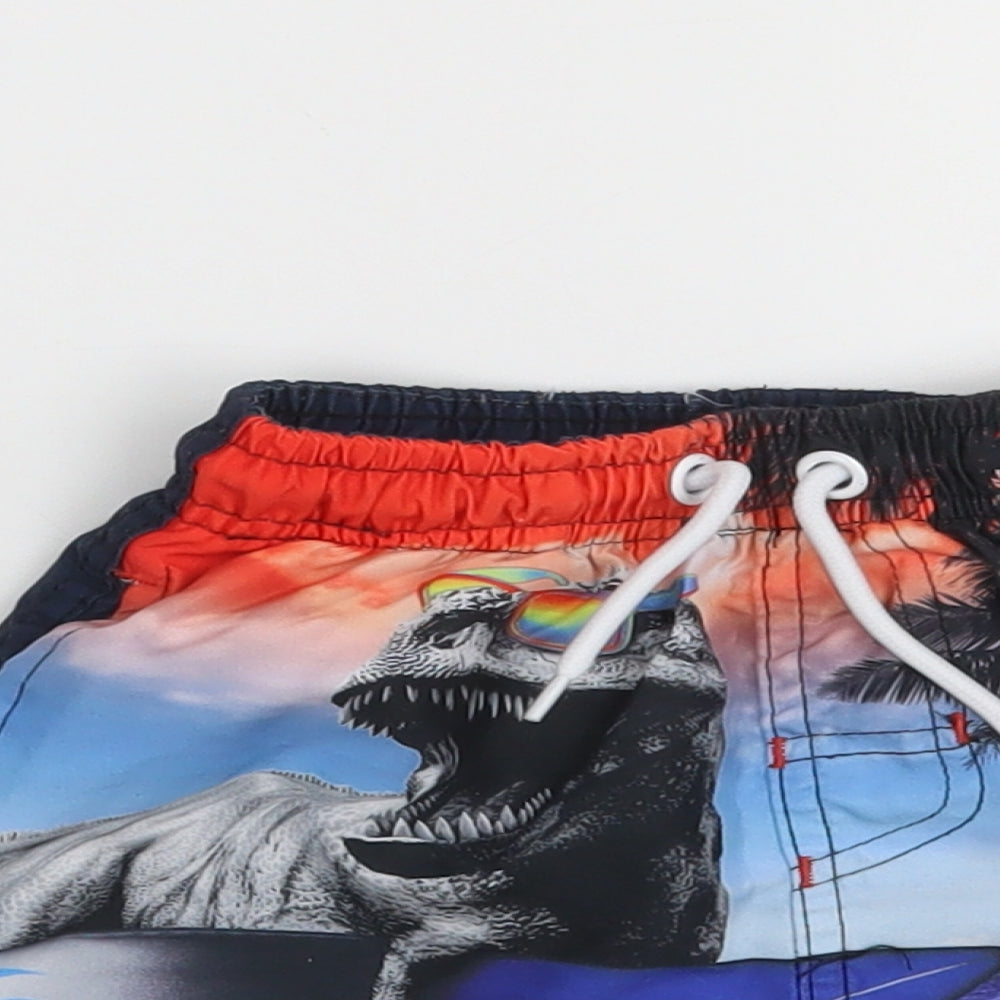Dunnes Stores Boys Blue Animal Print 100% Polyester Sweat Shorts Size 4 Years  Regular  - Dinosaur