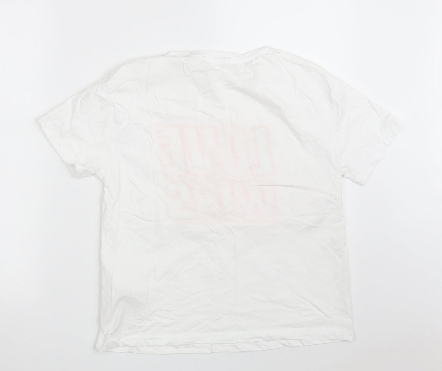 Stradivarius Womens White  100% Cotton Basic T-Shirt Size S Crew Neck - Love Wins