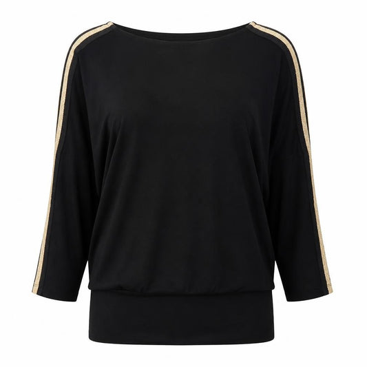F&F Womens Black  Viscose Basic T-Shirt Size 6 Round Neck