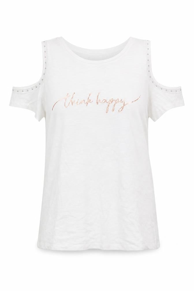 Papaya Womens White  Polyester Basic T-Shirt Size 8 Round Neck