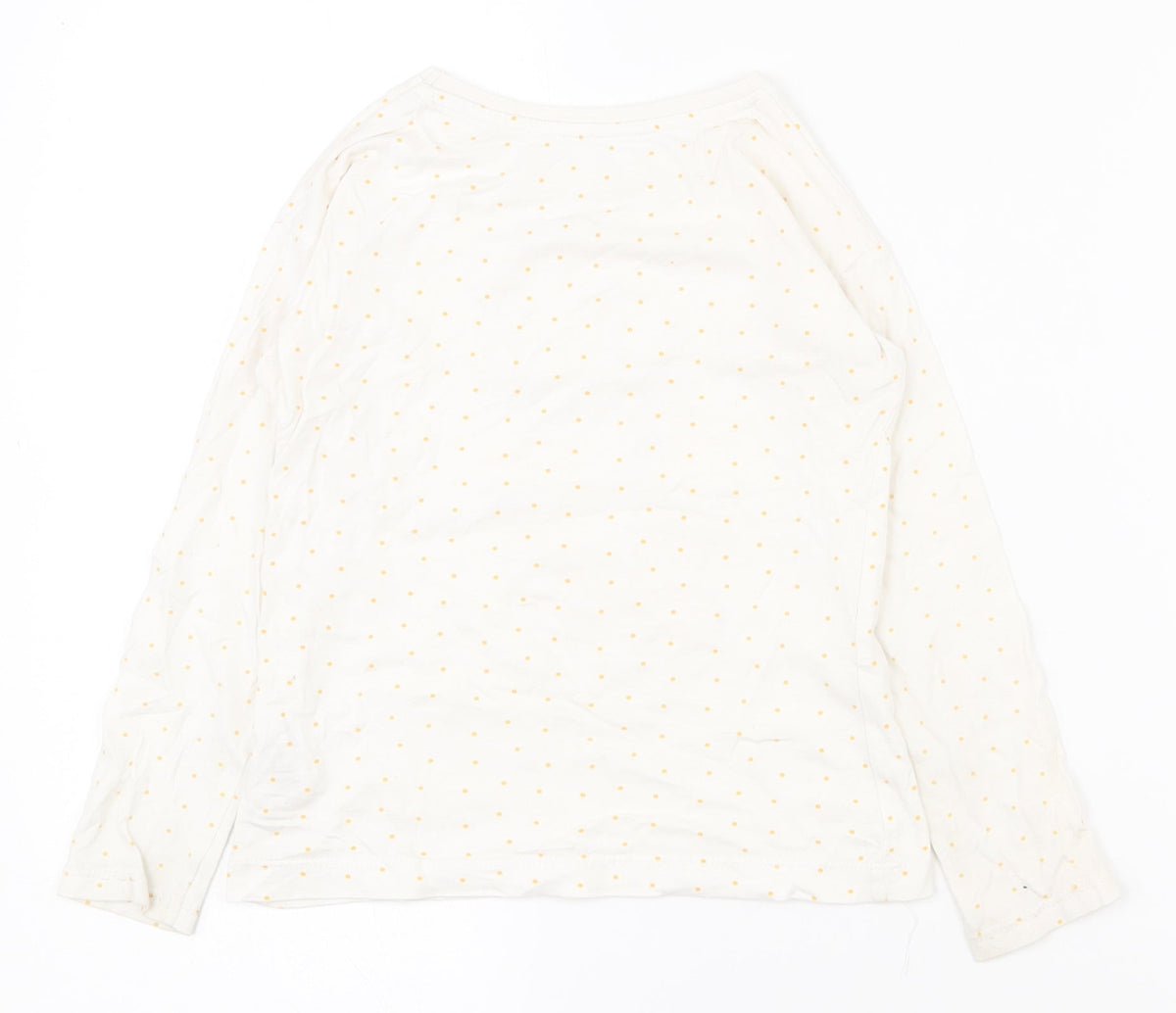 Dunnes Stores Girls White Spotted 100% Cotton Pullover T-Shirt Size 5 Years Round Neck Pullover
