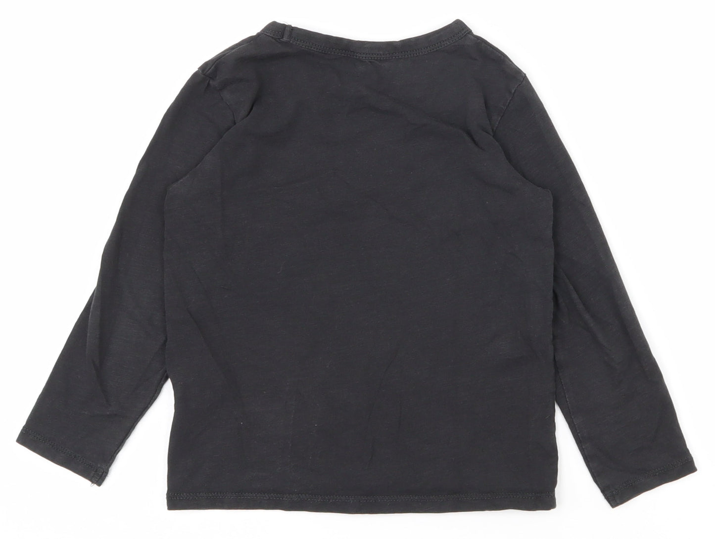 H&M Boys Black  100% Cotton Pullover T-Shirt Size 5-6 Years Round Neck Pullover