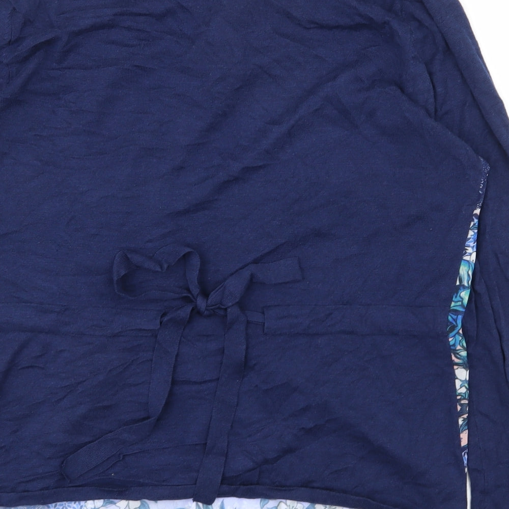 Yumi Womens Multicoloured V-Neck Floral Cotton Cardigan Jumper Size L   - Waterfall Cardigan