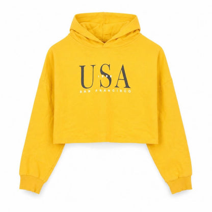 H&M Womens Yellow  100% Cotton Pullover Hoodie Size XS  Pullover - Cropped