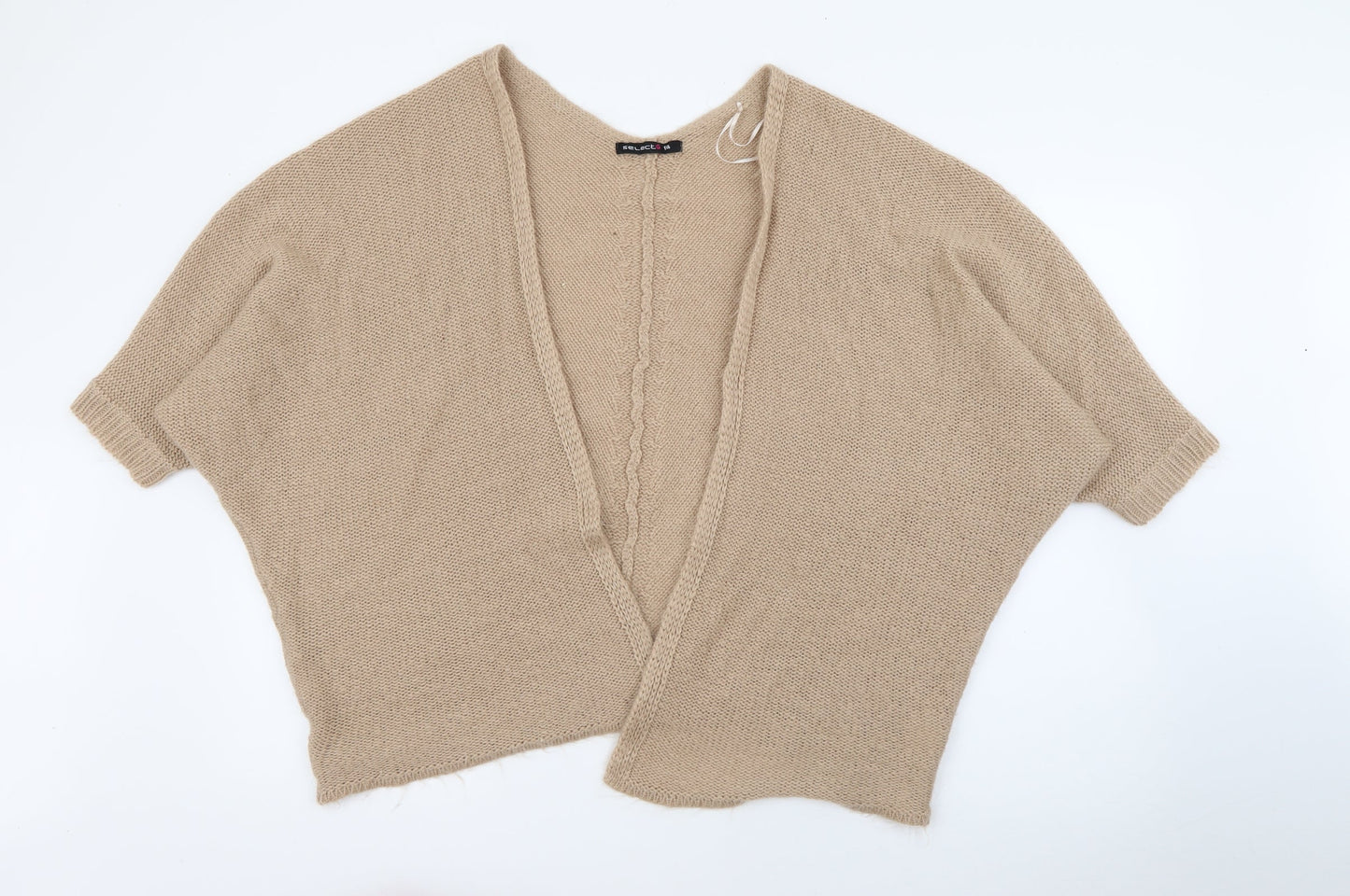 Select Womens Beige V-Neck  Acrylic Cardigan Jumper Size 14