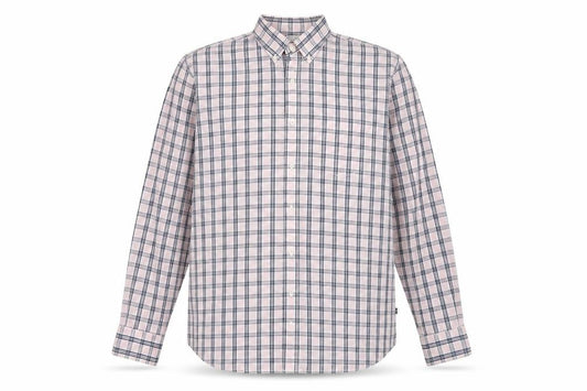 Nautica Mens Pink Plaid Cotton  Button-Up Size M Collared Button