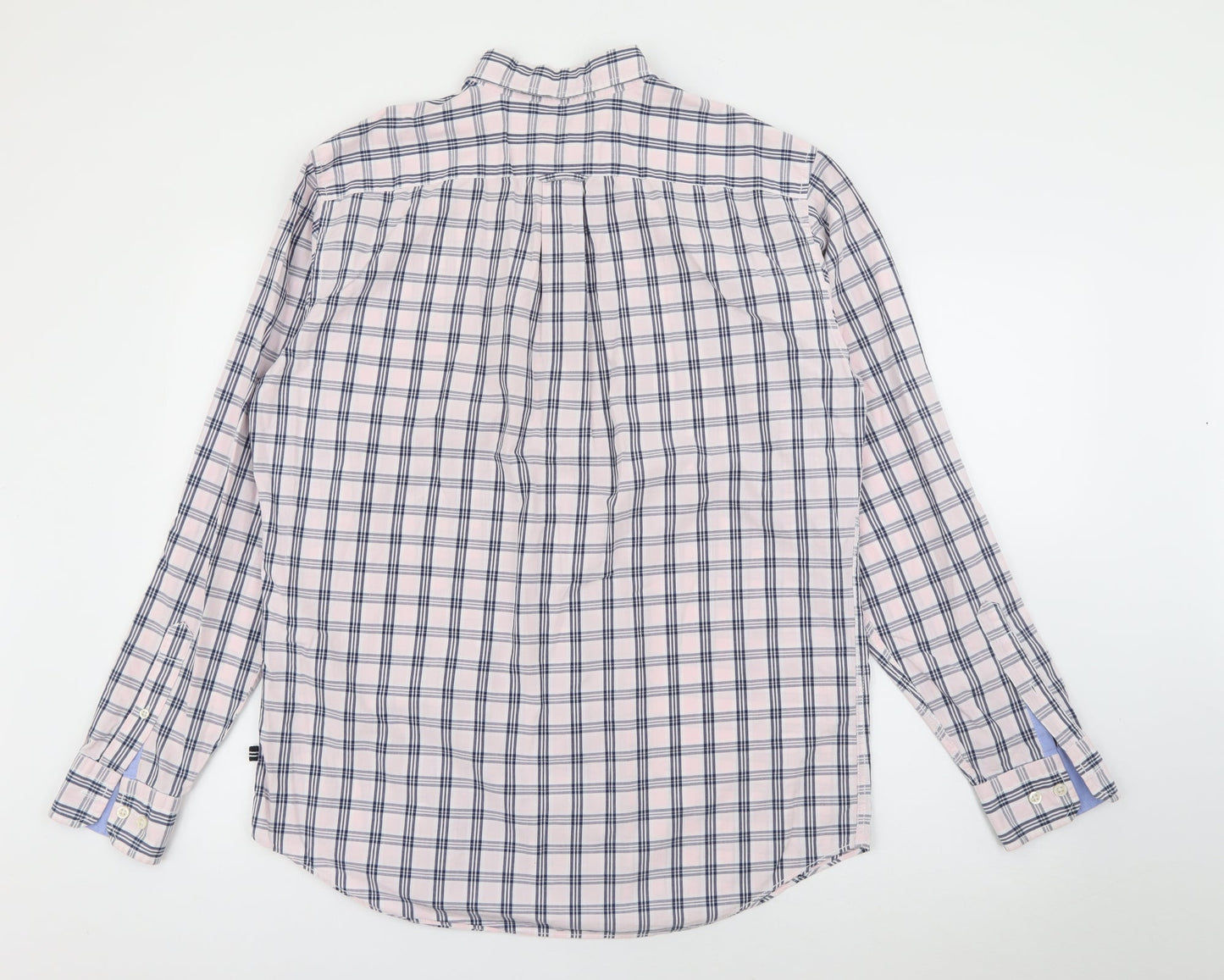Nautica Mens Pink Plaid Cotton  Button-Up Size M Collared Button