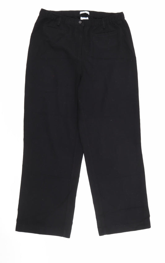 Darmart Womens Black  Polyester Trousers  Size 14 L26 in Regular Button