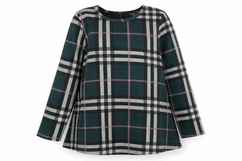 Apricot Womens Green Round Neck Plaid Polyester Pullover Jumper Size 14