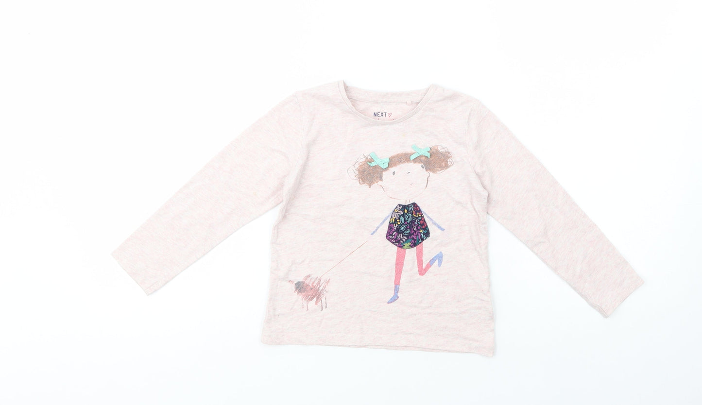 NEXT Girls Pink  Cotton Pullover T-Shirt Size 2-3 Years Crew Neck Pullover - Girl