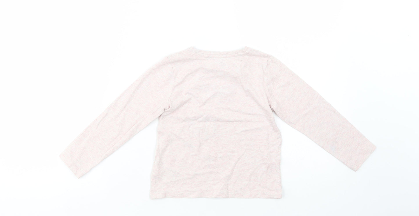 NEXT Girls Pink  Cotton Pullover T-Shirt Size 2-3 Years Crew Neck Pullover - Girl