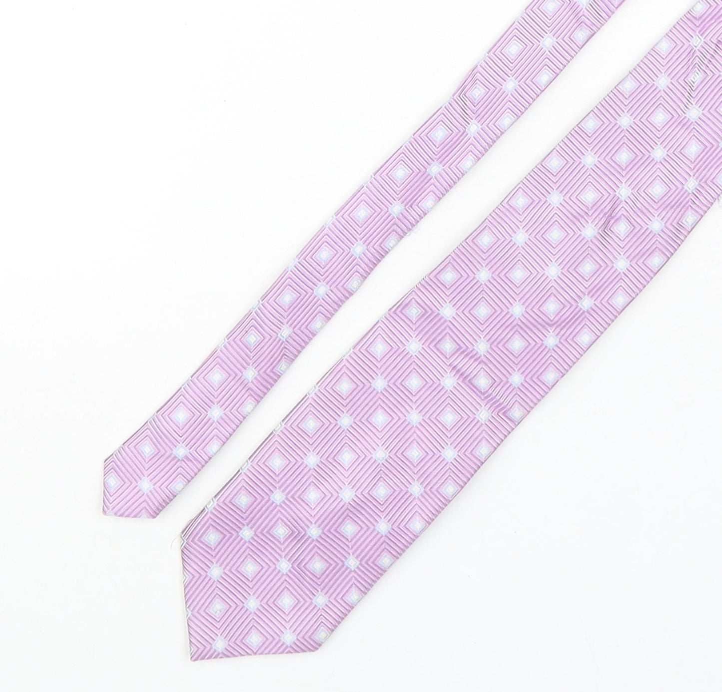 Racing Green  Mens Pink Geometric Silk Pointed Tie One Size
