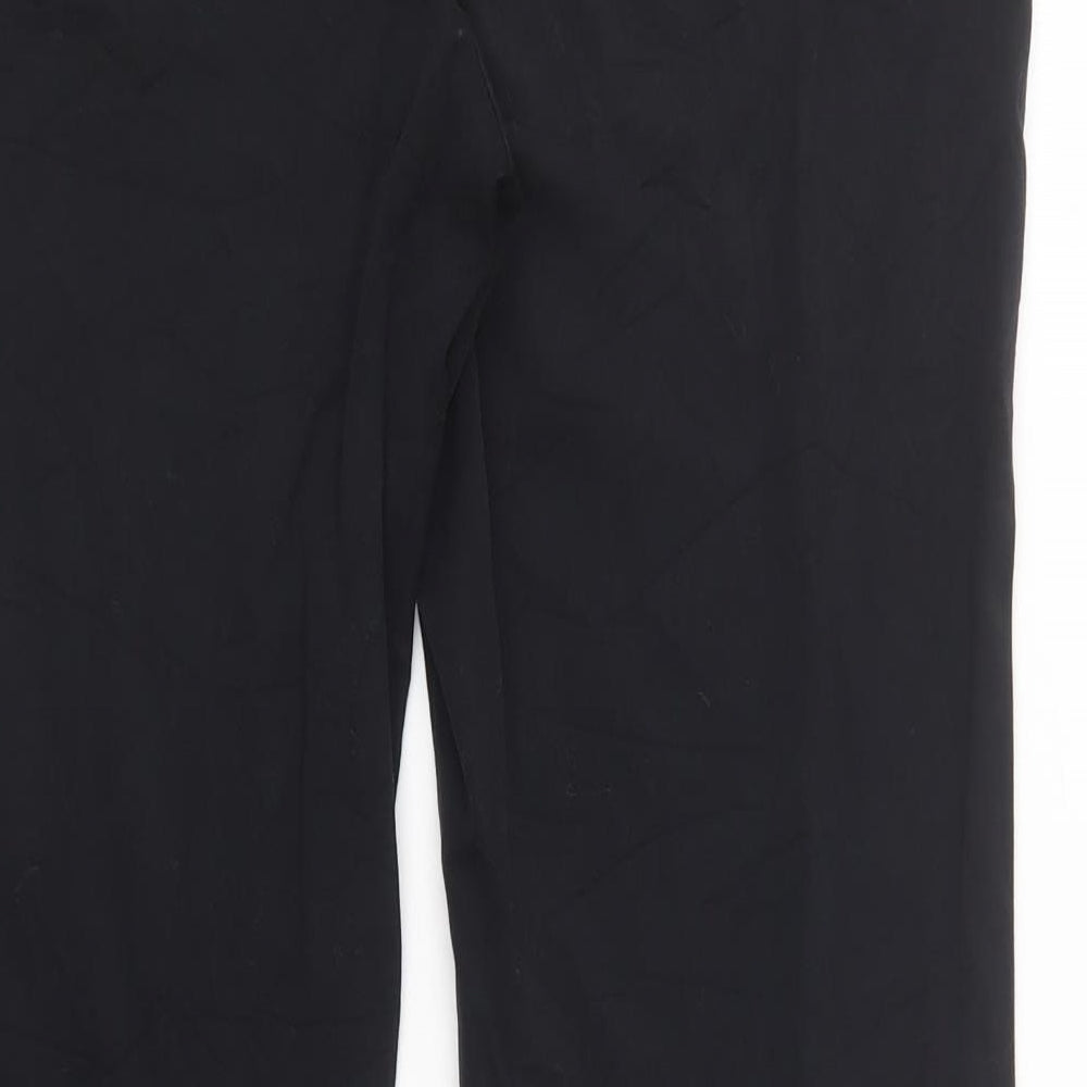 Marks and Spencer Womens Black  Viscose Dress Pants Trousers Size 12 L31 in Regular Button