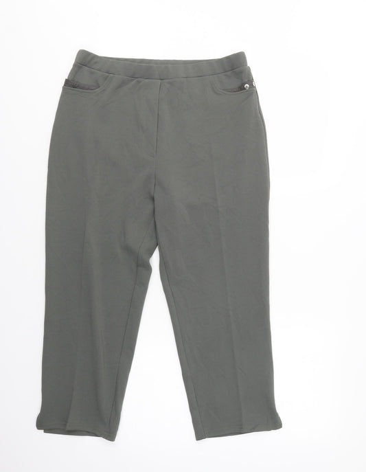 Afibel Womens Green  Polyester Trousers  Size 14 L23 in Regular