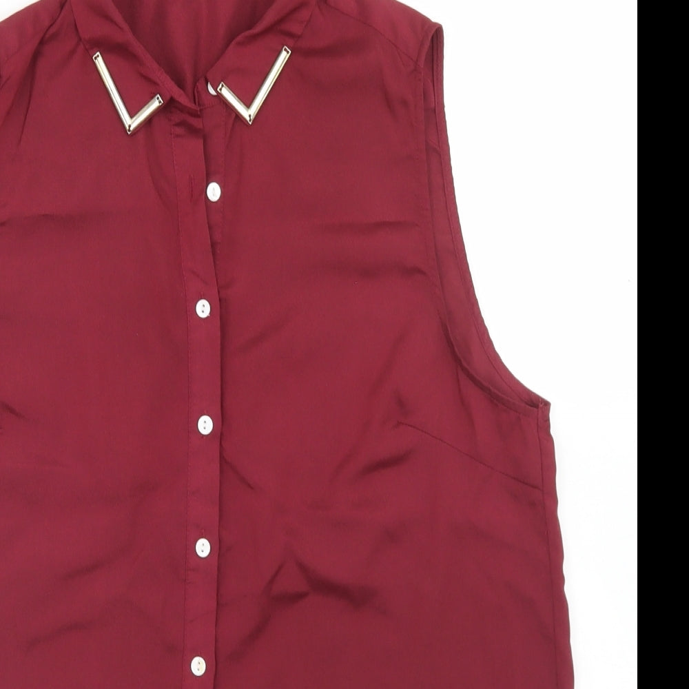 True Decadence Womens Purple  Polyester Basic Button-Up Size 12 Collared