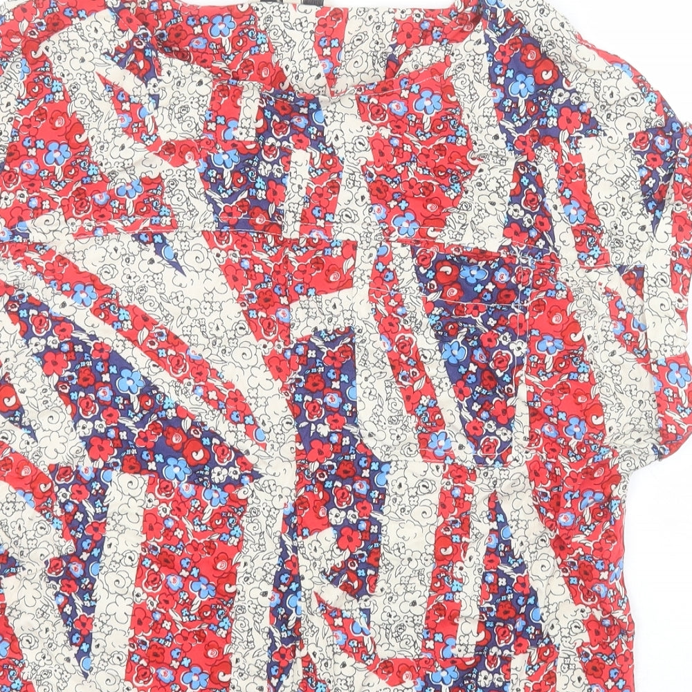 NEXT Womens Multicoloured Floral Viscose Basic Blouse Size 6 Round Neck - Jubilee