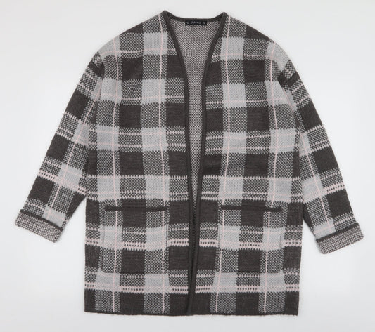Dunnes Stores Womens Multicoloured V-Neck Plaid Acrylic Cardigan Jumper Size M