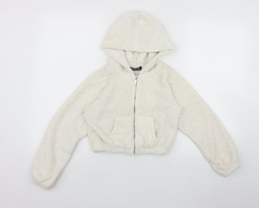 Select Girls Ivory  Polyester Full Zip Hoodie Size 10-11 Years  Zip