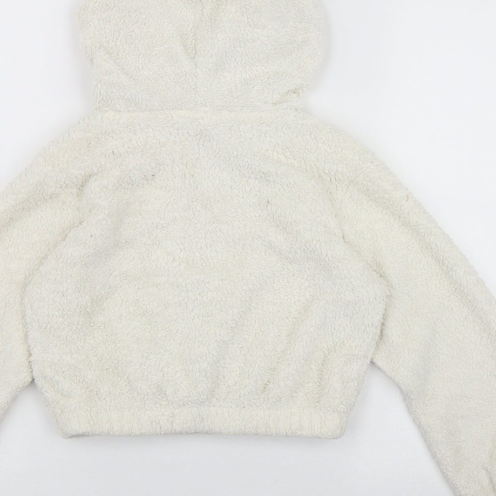Select Girls Ivory  Polyester Full Zip Hoodie Size 10-11 Years  Zip