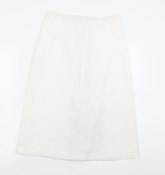 Preworn Womens White  Polyester A-Line Skirt Size 30   Hook & Eye