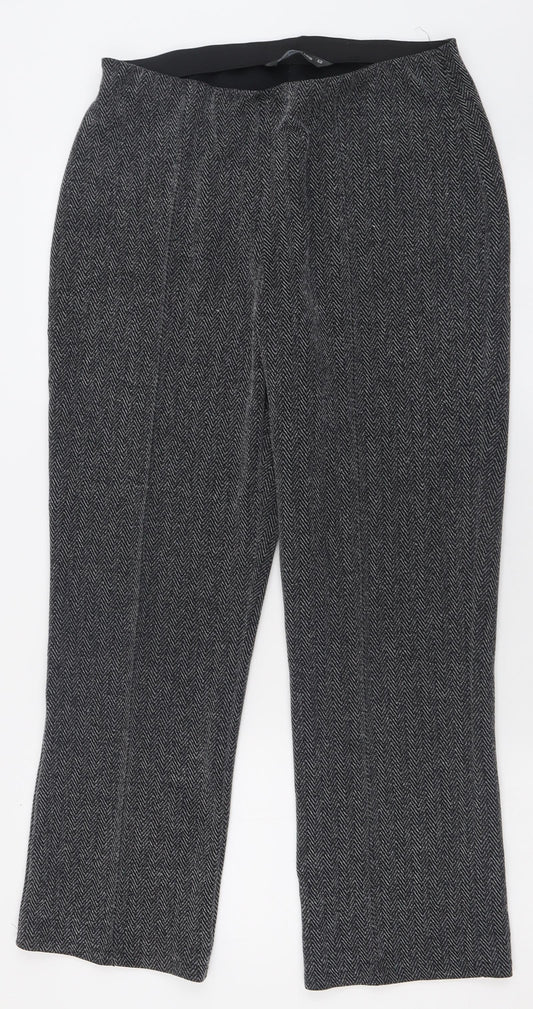 bonmarch Womens Grey Geometric Polyester Trousers  Size 12 L29 in Regular