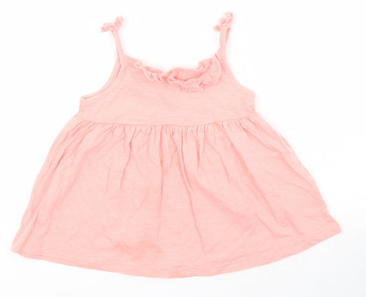F&F Baby Pink  Cotton Skater Dress  Size 18-24 Months  Square Neck Pullover