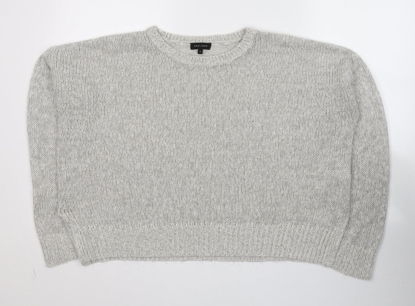 New Look Womens Grey Round Neck  Acrylic Pullover Jumper Size L