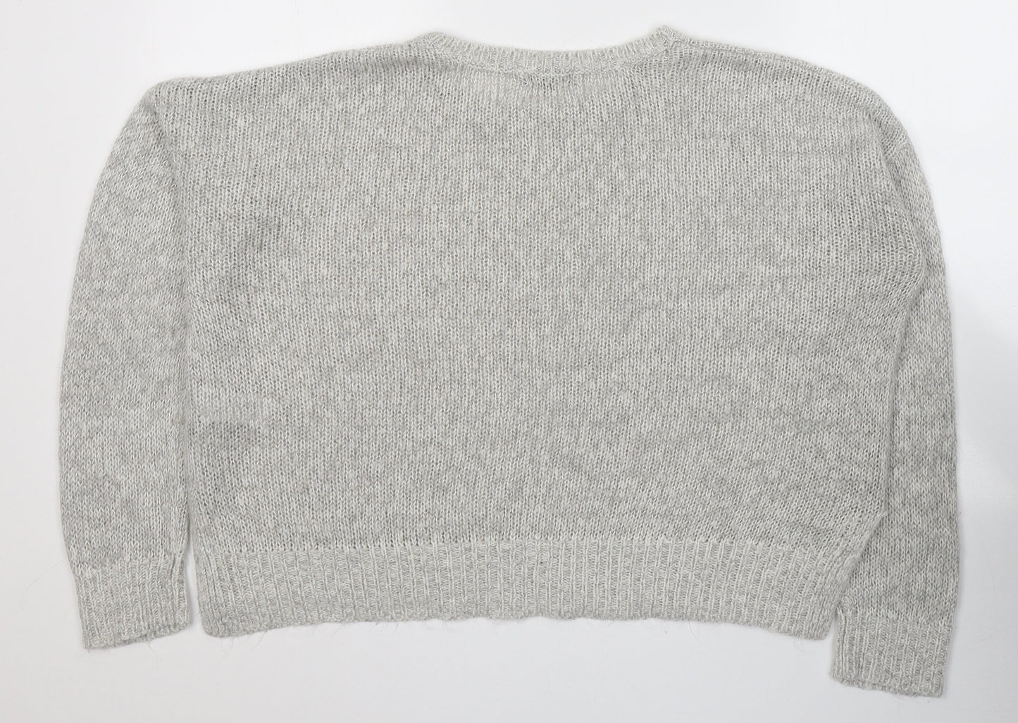 New Look Womens Grey Round Neck  Acrylic Pullover Jumper Size L