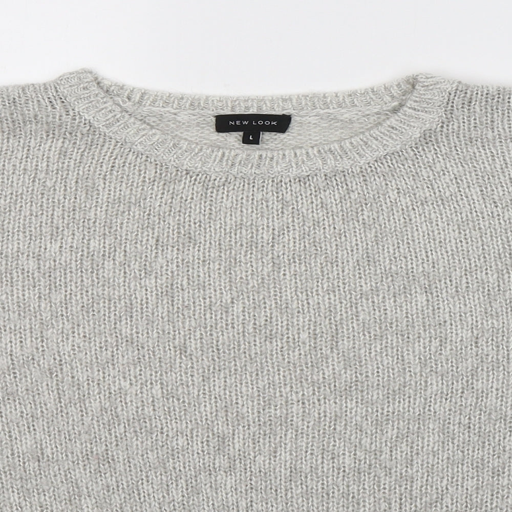 New Look Womens Grey Round Neck  Acrylic Pullover Jumper Size L