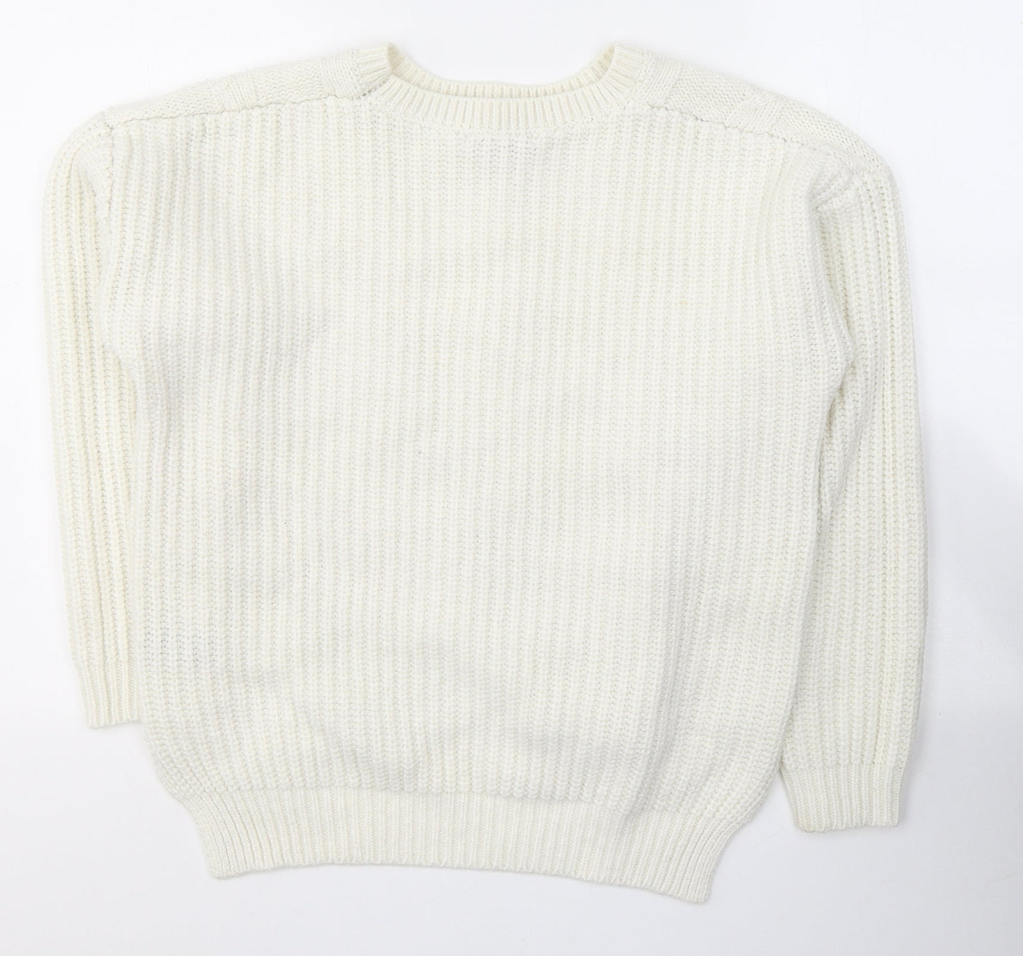 George Womens White Round Neck  Acrylic Pullover Jumper Size 10
