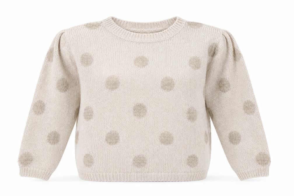 Edition Womens Ivory Round Neck Polka Dot Acrylic Pullover Jumper Size 10