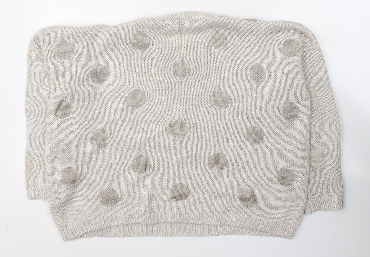 Edition Womens Ivory Round Neck Polka Dot Acrylic Pullover Jumper Size 10