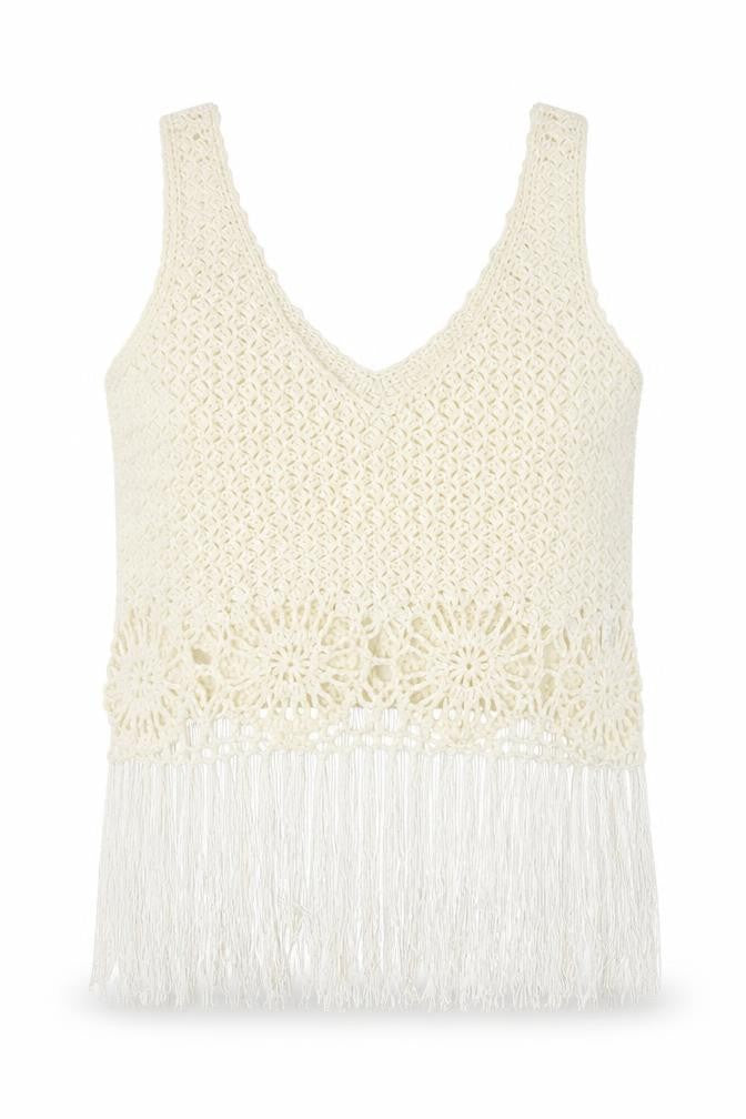 Atmosphere Womens White V-Neck Floral Acrylic Vest Jumper Size L