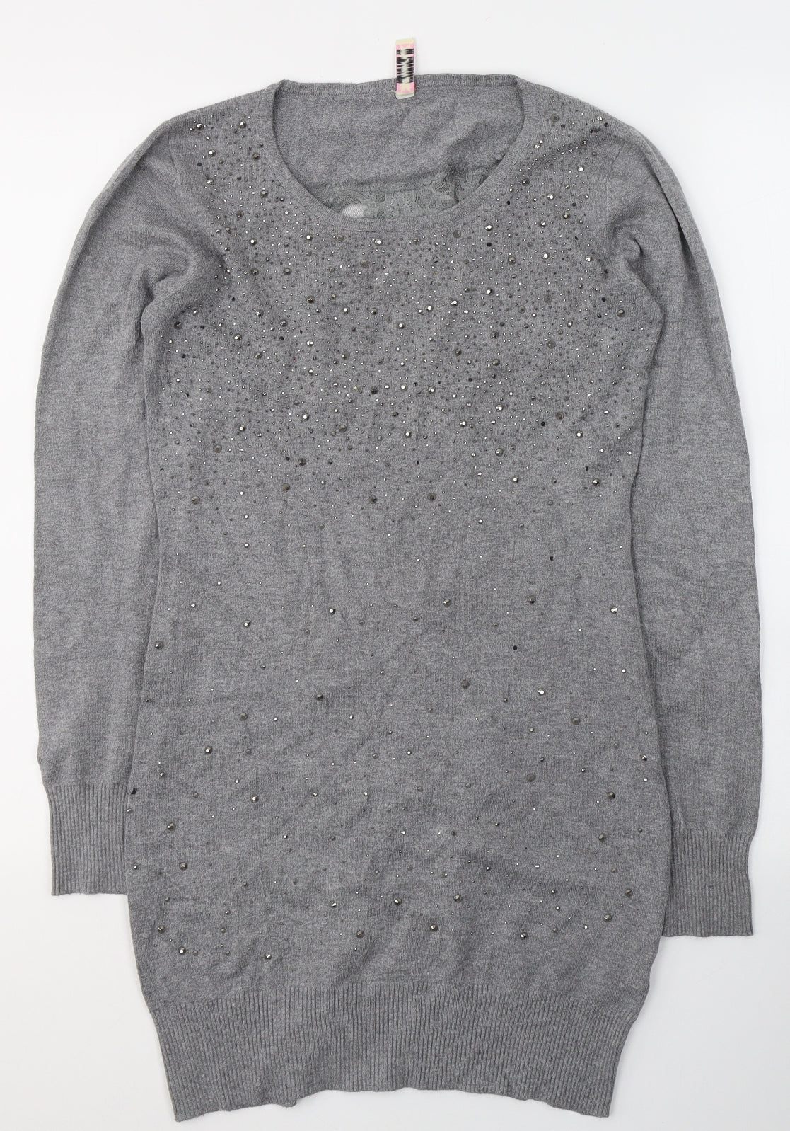 Losmoda Womens Grey  Polyester Jumper Dress  Size S  Round Neck Pullover