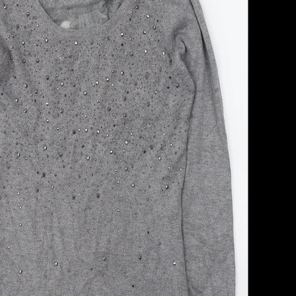 Losmoda Womens Grey  Polyester Jumper Dress  Size S  Round Neck Pullover