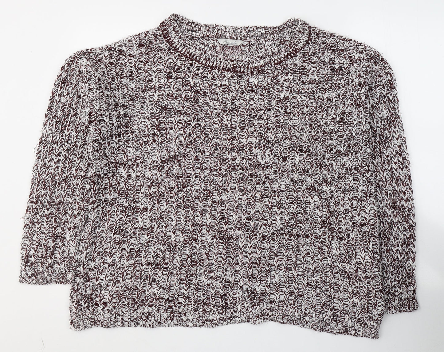Peacocks Womens Red Round Neck  Acrylic Pullover Jumper Size L