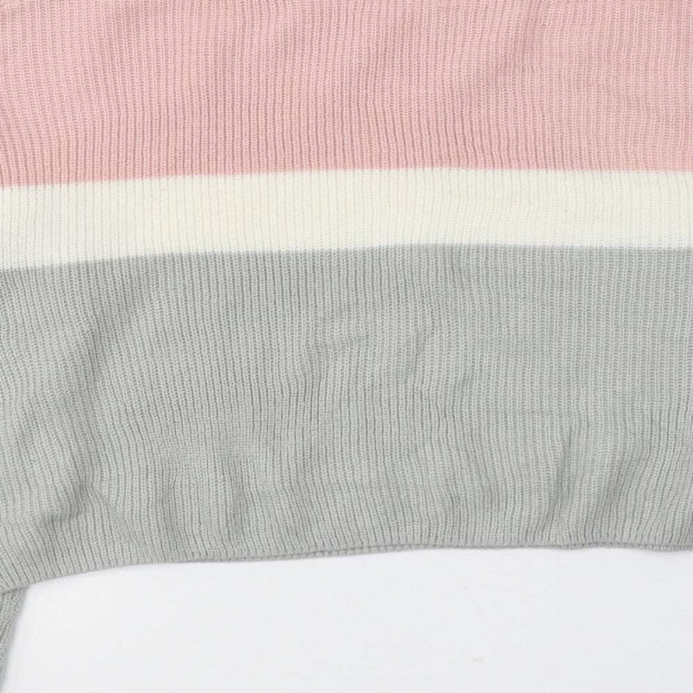 H&M Girls Multicoloured Boat Neck Striped Acrylic Pullover Jumper Size 10-11 Years  Pullover