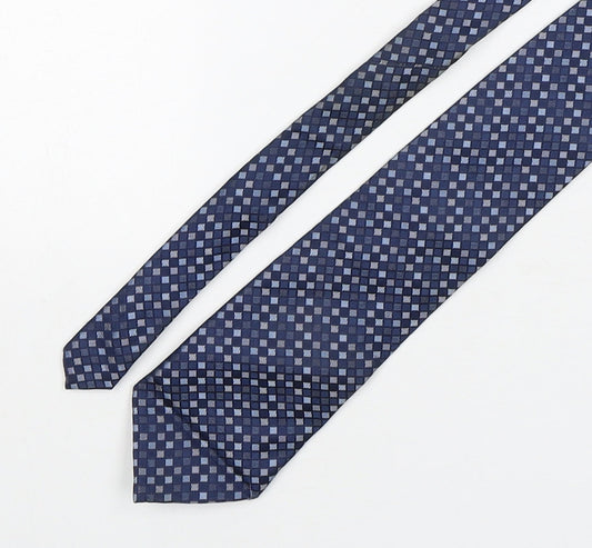 Racing Green  Mens Blue Plaids & Checks Silk Pointed Tie One Size