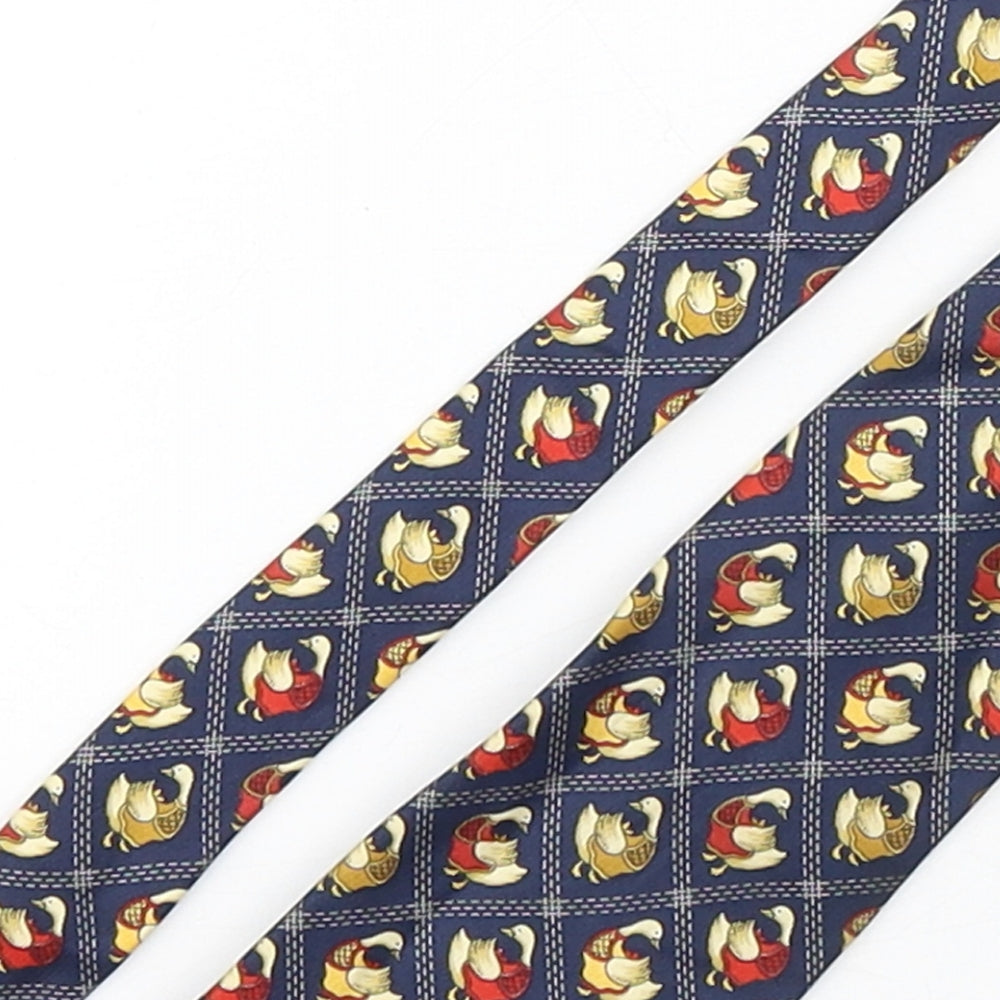 John Comfort Mens Multicoloured Geometric Silk Pointed Tie One Size - bird print