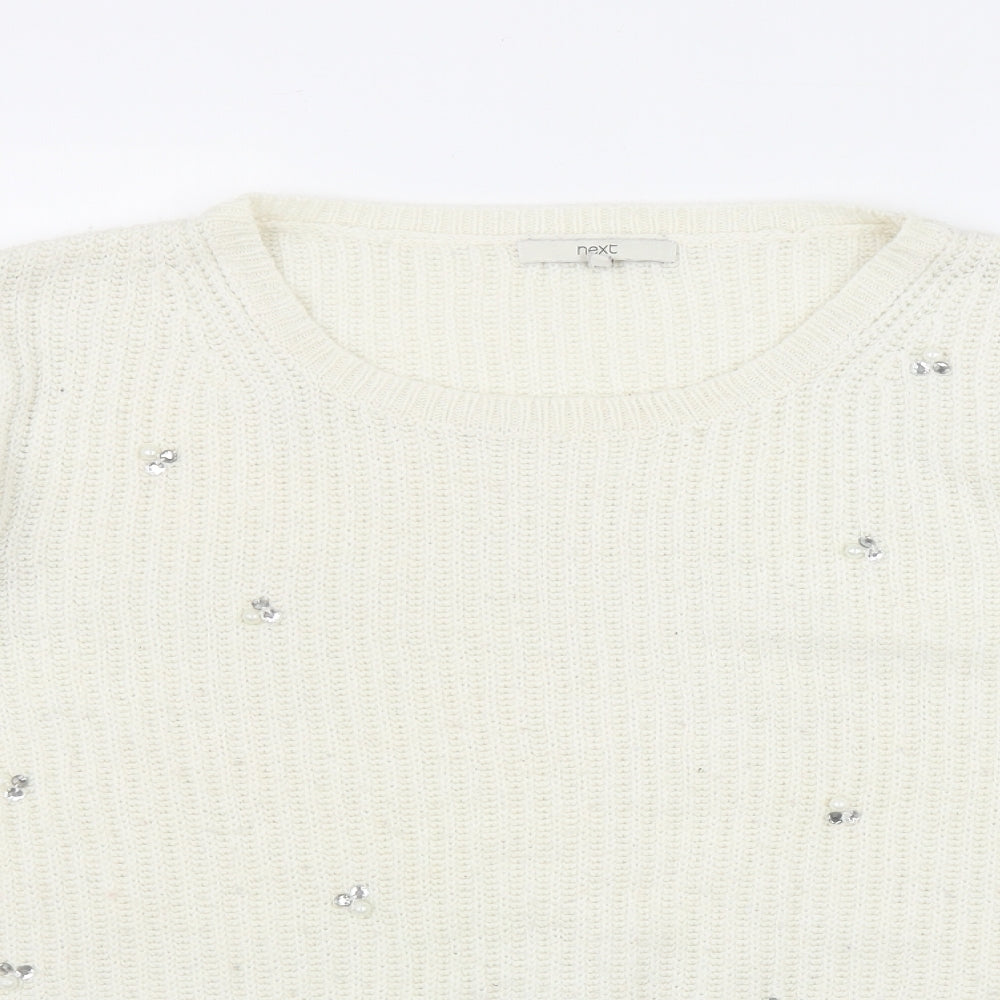 NEXT Womens Ivory Round Neck  Acrylic Pullover Jumper Size 18