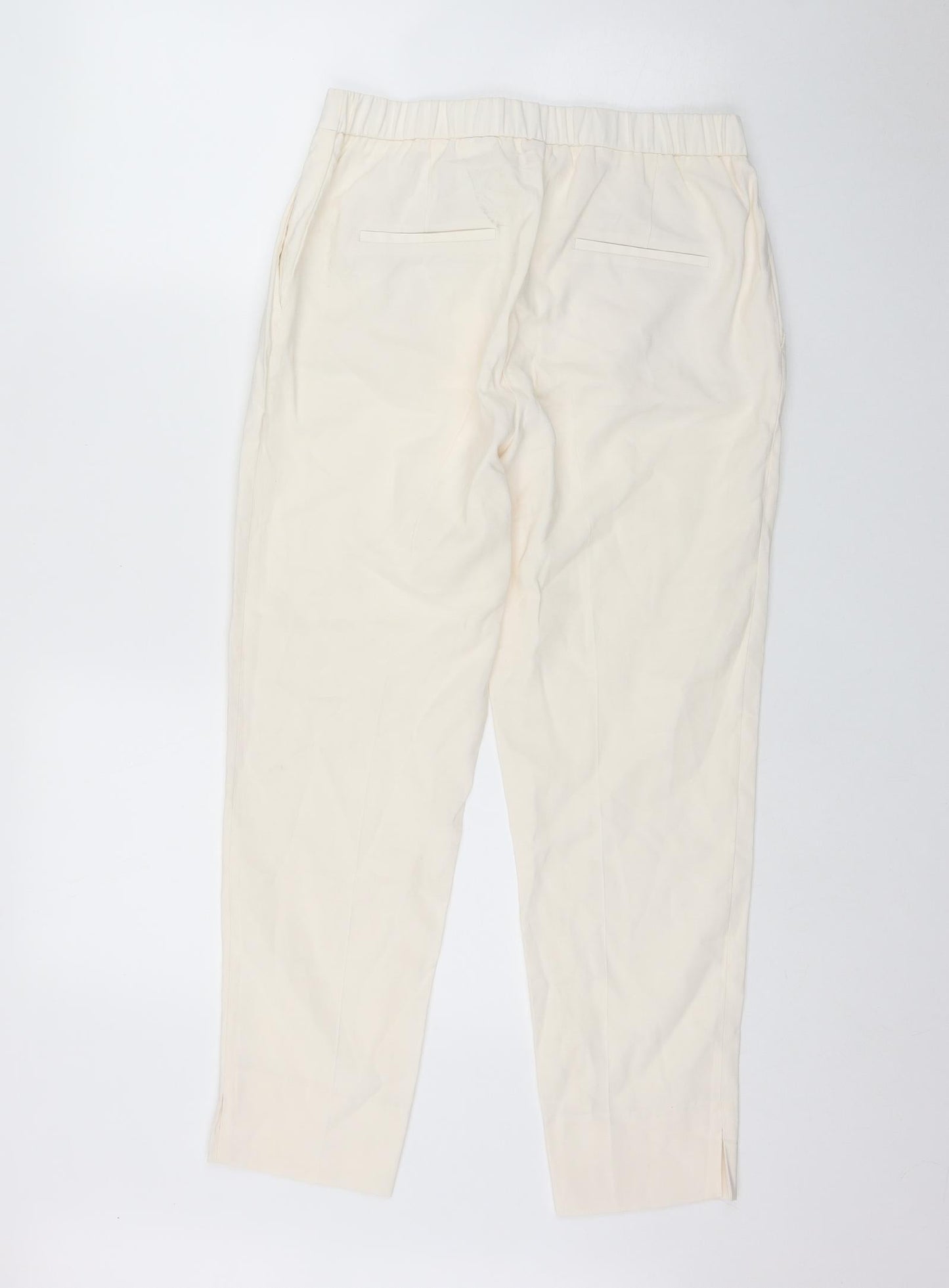 H&M Womens Ivory  Viscose Trousers  Size 8 L26 in Regular