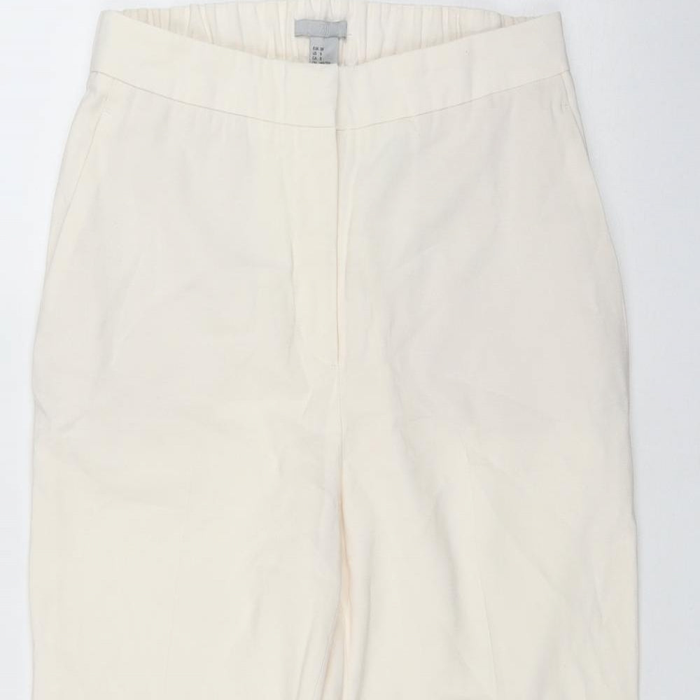 H&M Womens Ivory  Viscose Trousers  Size 8 L26 in Regular
